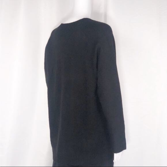 Calvin Klein Black Scoop Neck Gold Buttons Sweater SzL Long Sleeves & Loose Fit - Picture 8 of 13
